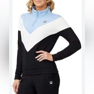 Fila Womens Colorblock Pullover Sweatshirt With 1/4 Zip-Up